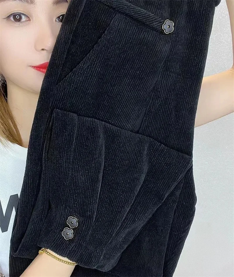 Corduroy Velvet Lined Warm Harem Ankle-length Pants Winter Thicken Women New Jogger Pantalones Casual Snow Wear Sweatpants