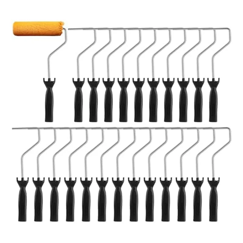 24Piece 4Inch Mini Roller 30Inch Frame Paint Roller Handle For Detail Painting And Cutting