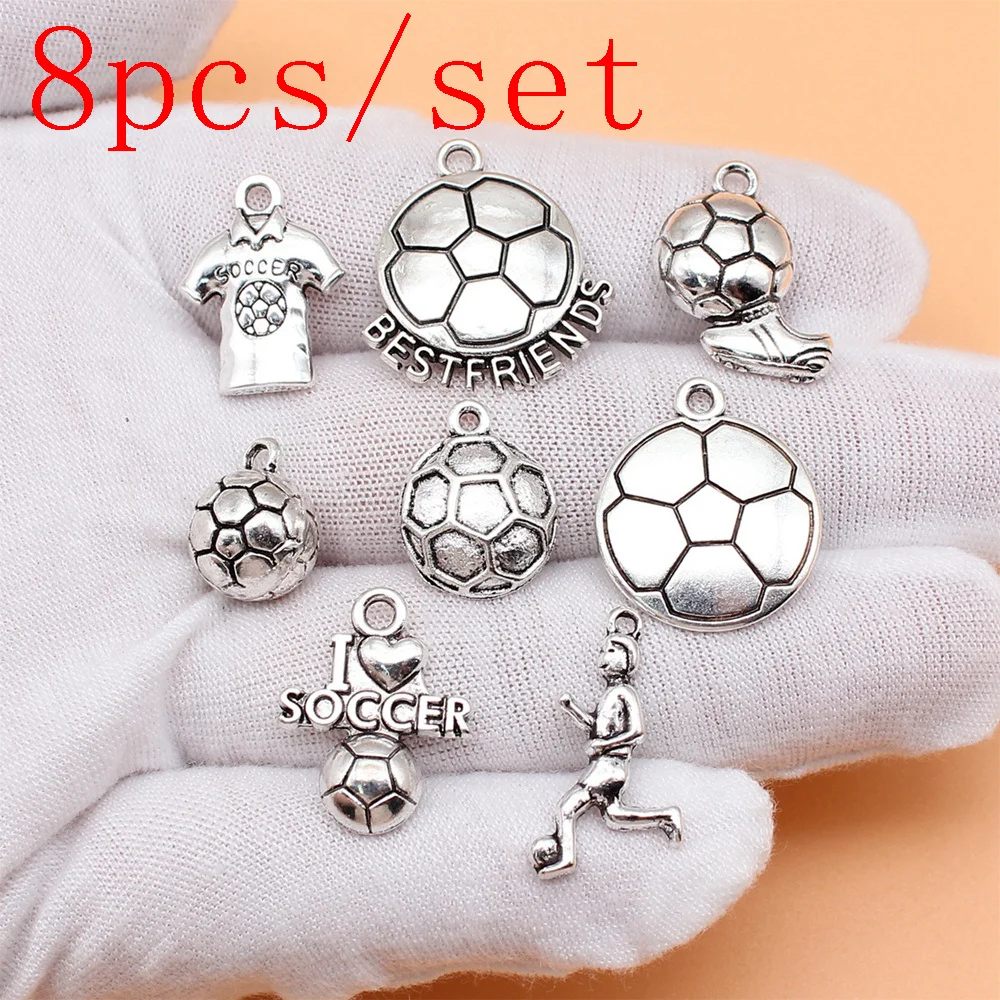 

Soccer Charms For Jewelry Making Earrings Accessories Cute Items 8pcs/set