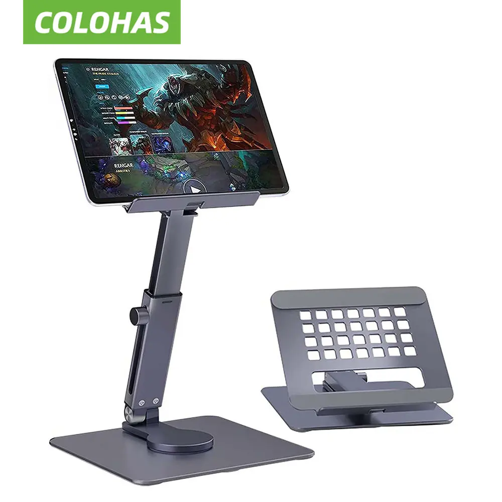 

Aluminum Tablet Stand Desk Riser 360° Rotation Multi-Angle Height Adjustable Foldable Holder Dock For Xiaomi IPad Tablet Laptop