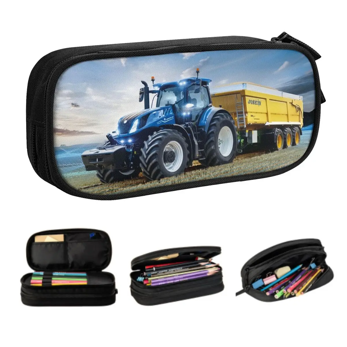 소년 소녀를위한 사용자 정의 농장 트랙터 연필 케이스 대형 스토리지 펜 가방 ..