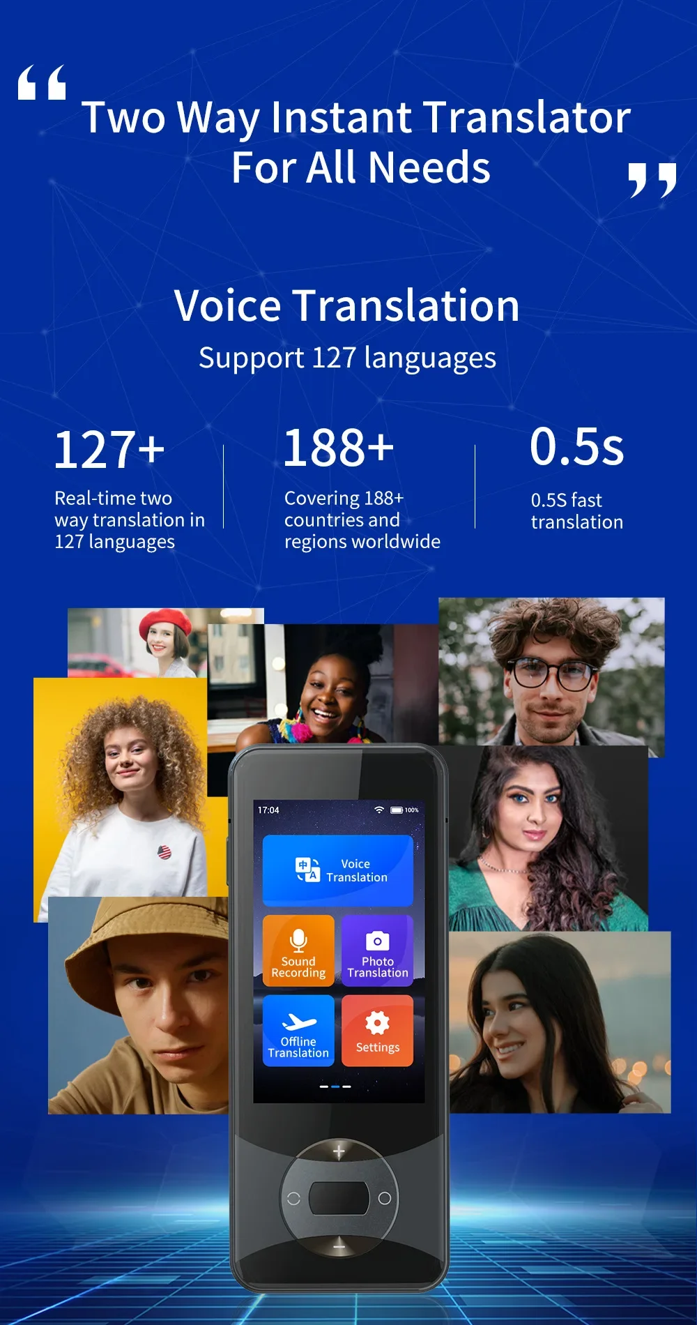 W10 Instant Voice Translator Language Translator In Real-time Smart Supports 127 Online Languages Translation