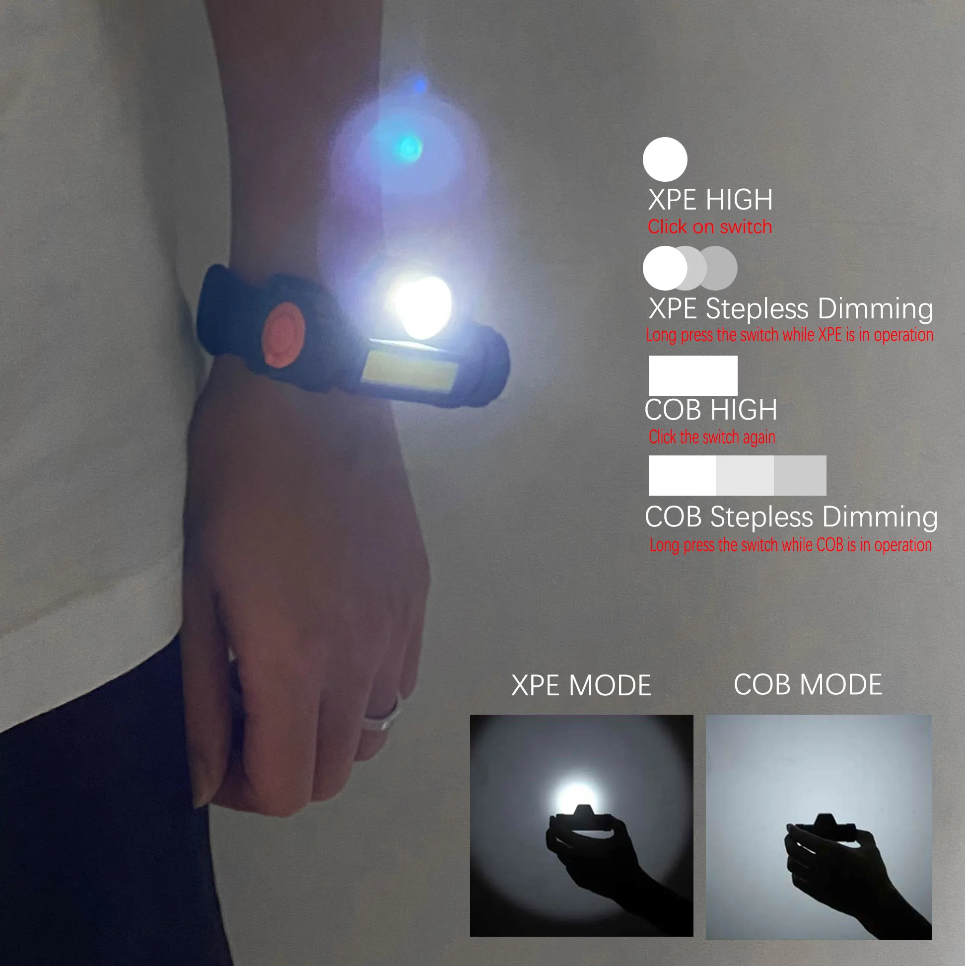 Magnetic LED Dimming Portable Light Wristlight Strap Night Cycling Running Fishing Lamp Wrist Band Bracelet Wristlamp Flashlamp led flashlight bicycle lights led wrist light
