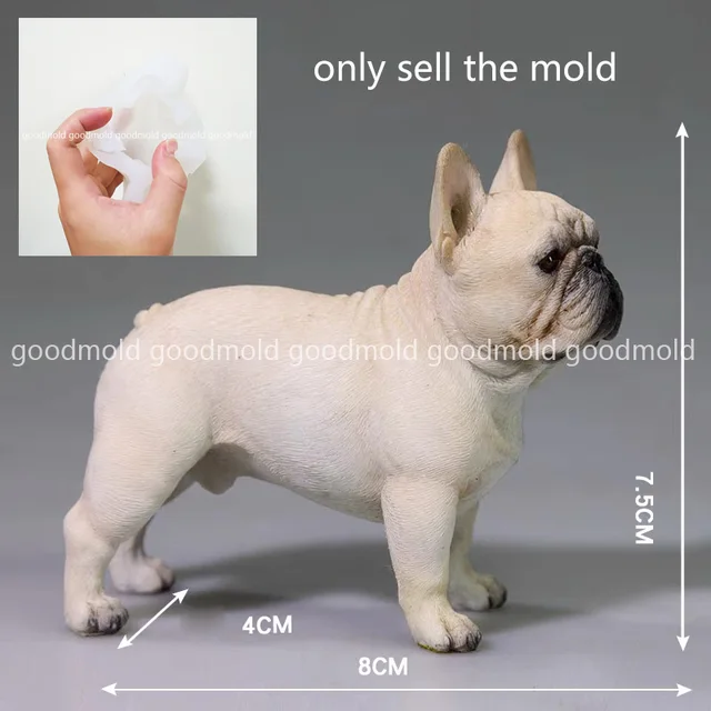 Wugebud 1 Pcs 3D French Bulldog Dog Head Silicone Mold DIY Baking