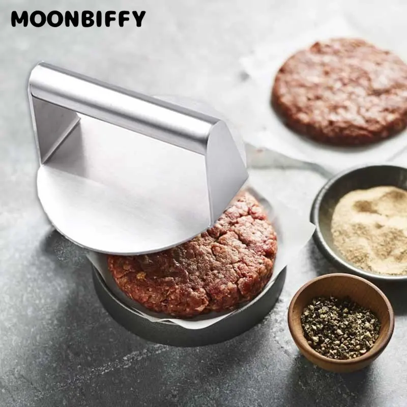 Stainless Steel Hamburger Press Squeeze Grease Burger Tools Round