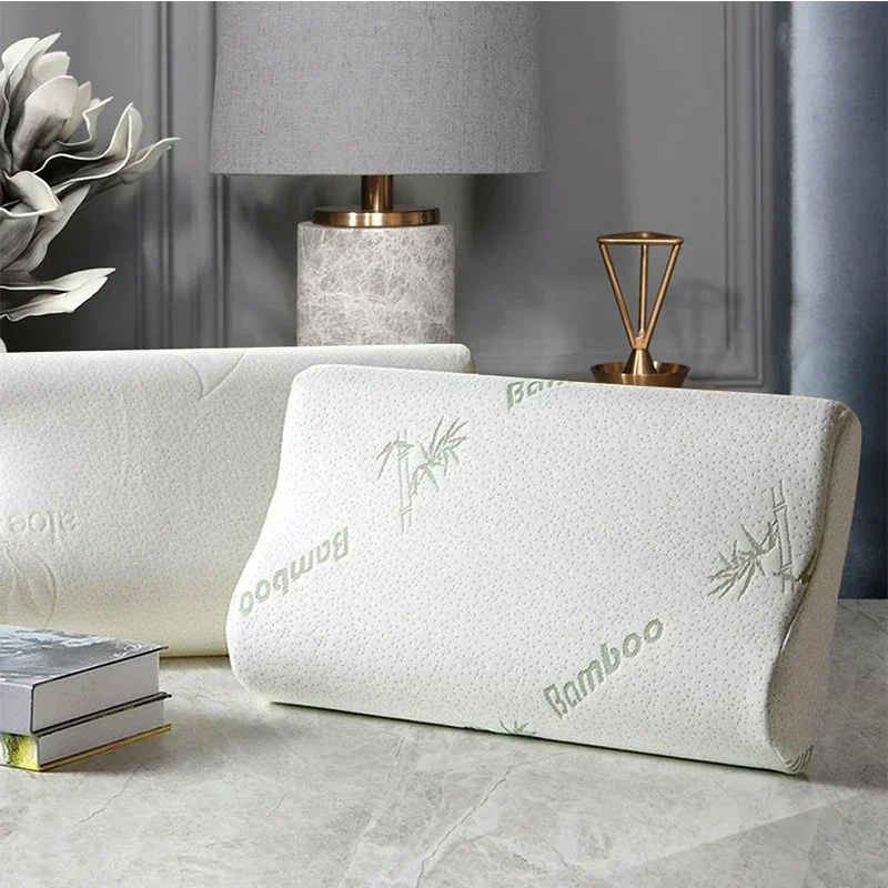 50*30cm Bamboo Fiber Pillow Slow Rebound Health Care Memory Foam Pillow Memory Foam Pillow Orthopedic Pillows Support NeckRelief 5