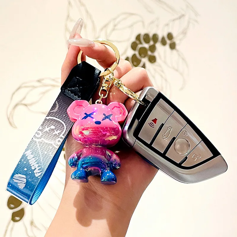 

Акриловый мультяшный граффити медведь брелок креативная кукла женская сумка Подвеска ювелирное изделие мобильный телефон 2022 автомобильный брелок подарок на Рождество