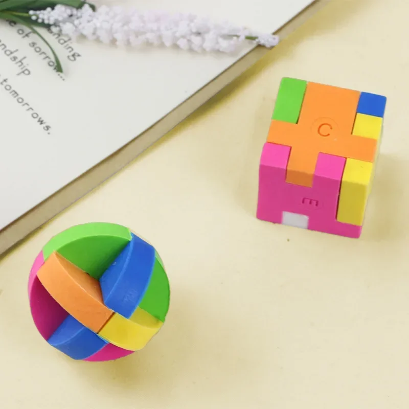 Block Puzzle Maze Toy Cube Rubber Eraser Kids Educational Toys Reward Prizes Toy Party Toys Favors Gift Kids Learning Supplies