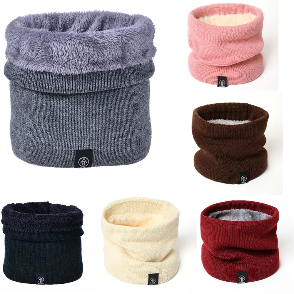 

Plush Knitted Scarf For Women and Men Winter Neck Protection Warmer Thicken Thermal Outdoor Riding Ski Chunky Anti-cold Collar