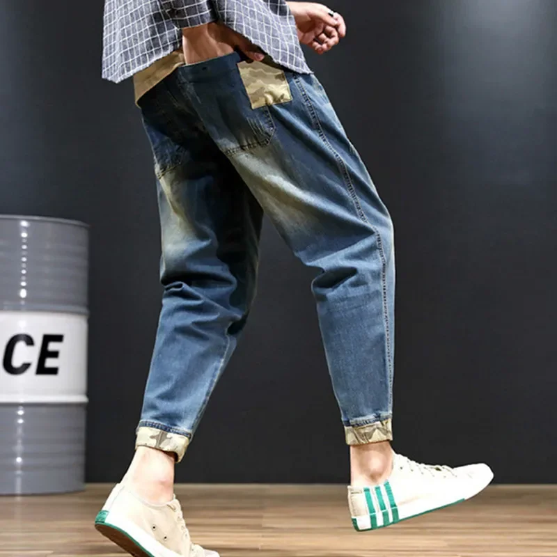Distressed Denim Jeans Men Harem Hiphop Stretch Boys Ankle Length Pants Loose Plus Size 40 42 44 46 48 Teenagers Male Trousers 3
