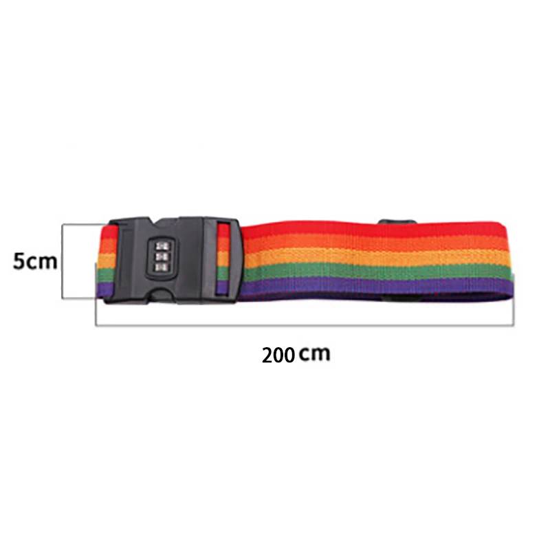 High Quality 2M Rainbow Password Lock Packing Luggage Bag with Luggage Strap 3 Digits Password Lock Buckle Strap Baggage Belts