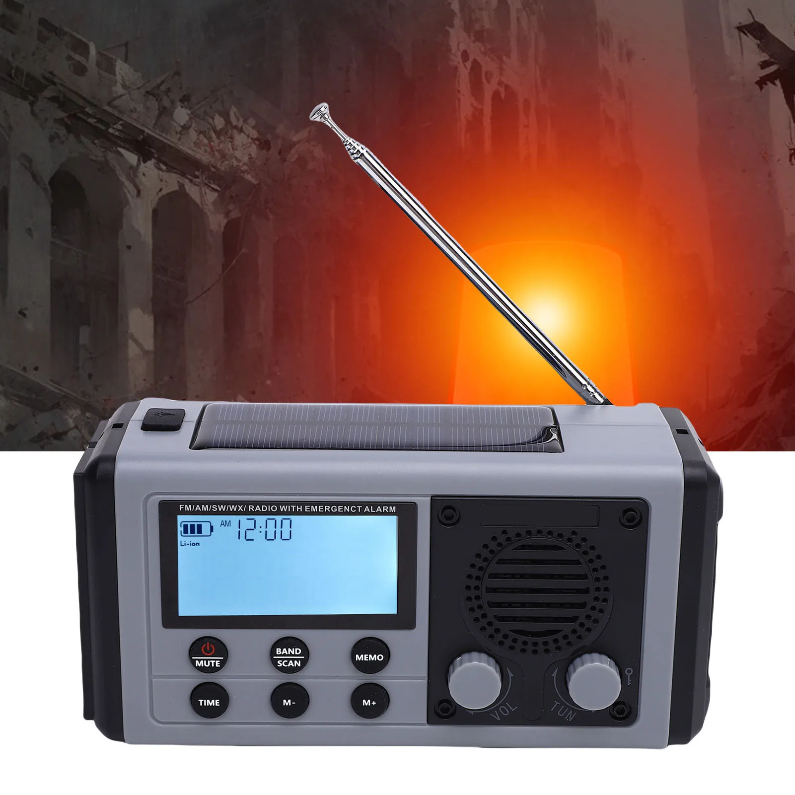 Emergency Full Band Radio Emergency Full Band Radio IPX6 Water Proof COG LCD Display Full Band Portable Solar Radio