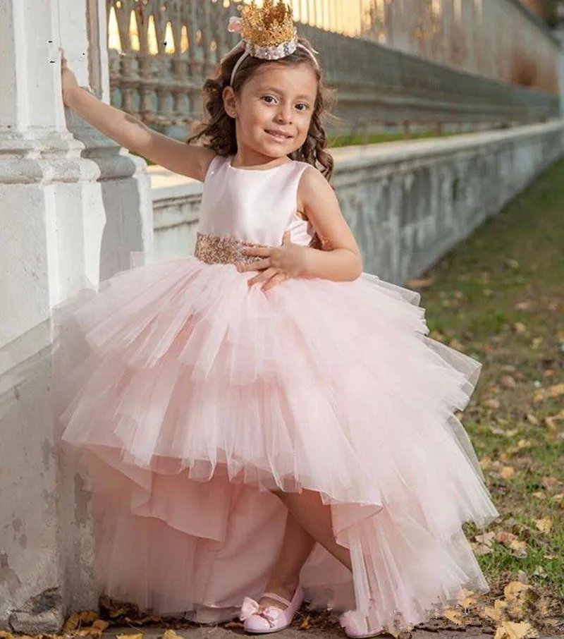 

Flower Girl Dresses Toddler Pageant Gown Lace Short Front And Long Back For Wedding First Communion Dresses Party Prom Princess