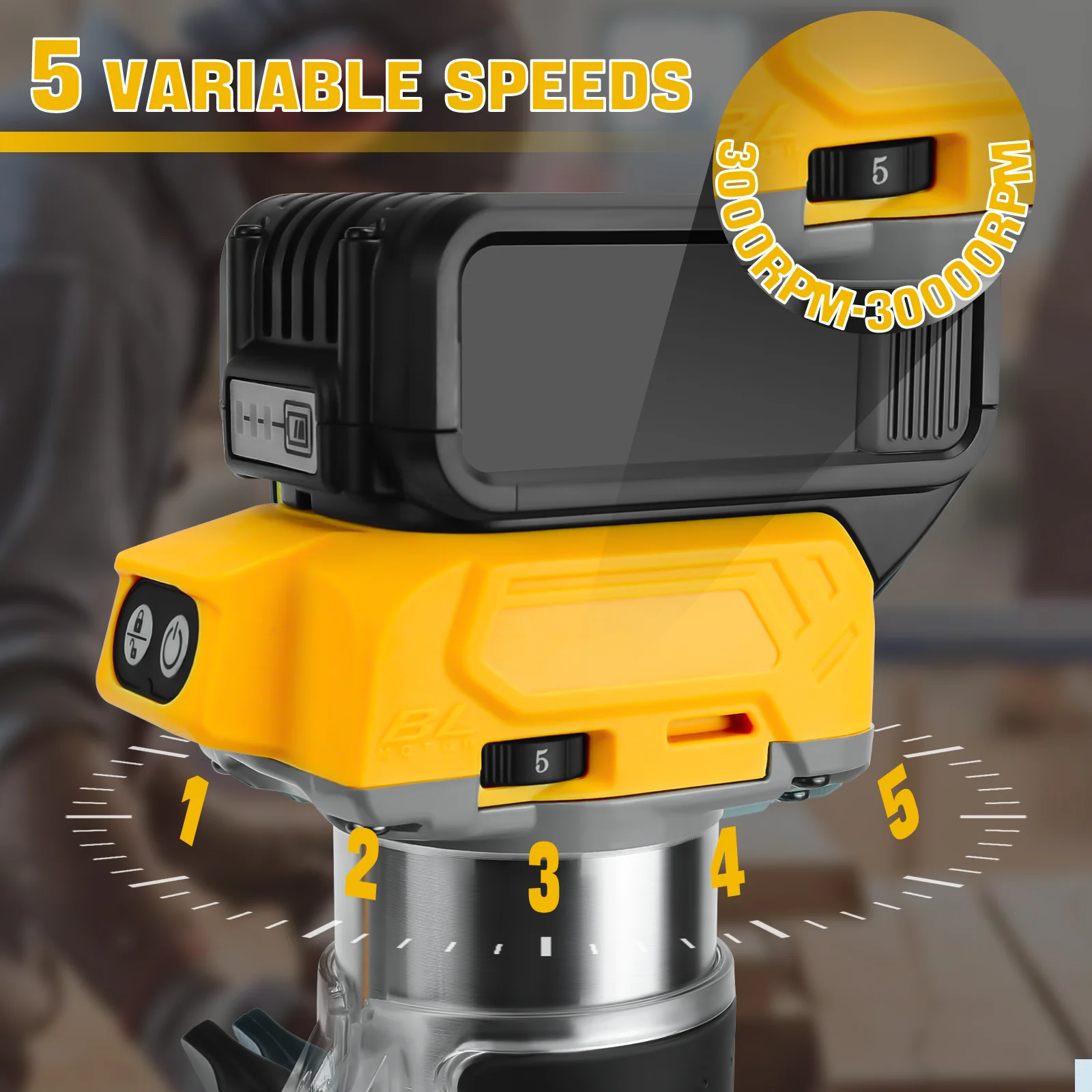 800W Brushless electric trimmer woodworking trimming machine cordless compact wood router for Dewalt 20V battery (No battery) wood router