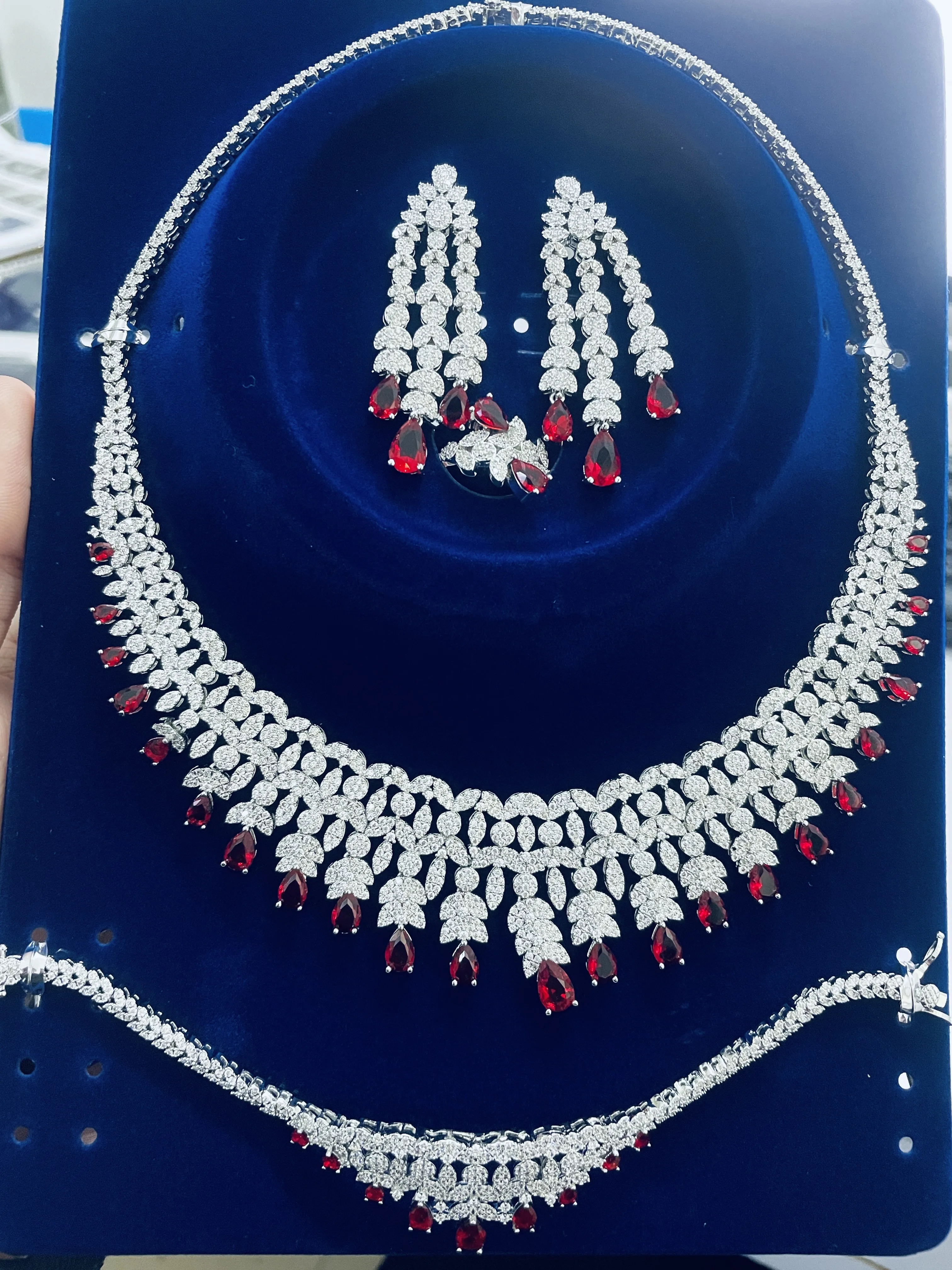 2024 جديد 4 قطعة العروس زركونيا مجموعة كاملة المرأ...