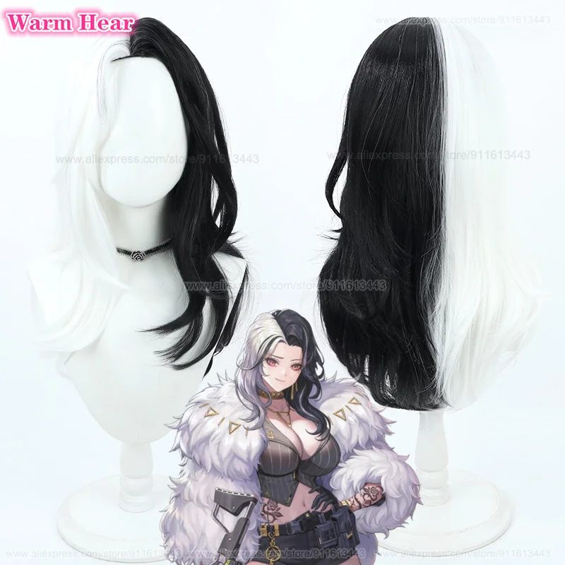 Новинка! Парик для косплея Rosanna, термостойкие волосы длиной 68 см белого и черного цвета, аниме, с шапочкой