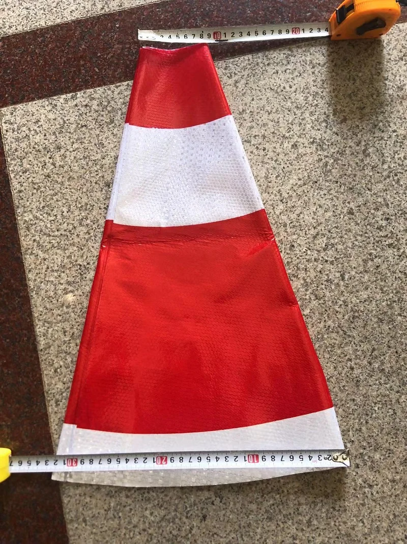 52.5cm*9cm*33.5cm Red White PVC Reflective Traffic Sleeve White Reflective Cover For Road Safety Cone
