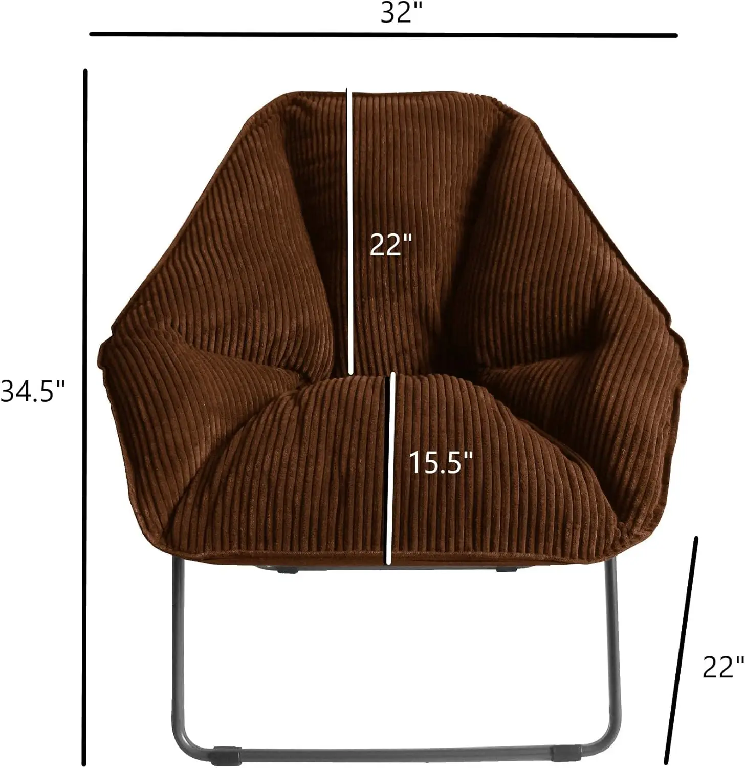 Foldable Portable Hexagon Metal Frame Folding Corduroy Soft Dish Chairs for Dorm Rooms, Bed Rooms, Gaming