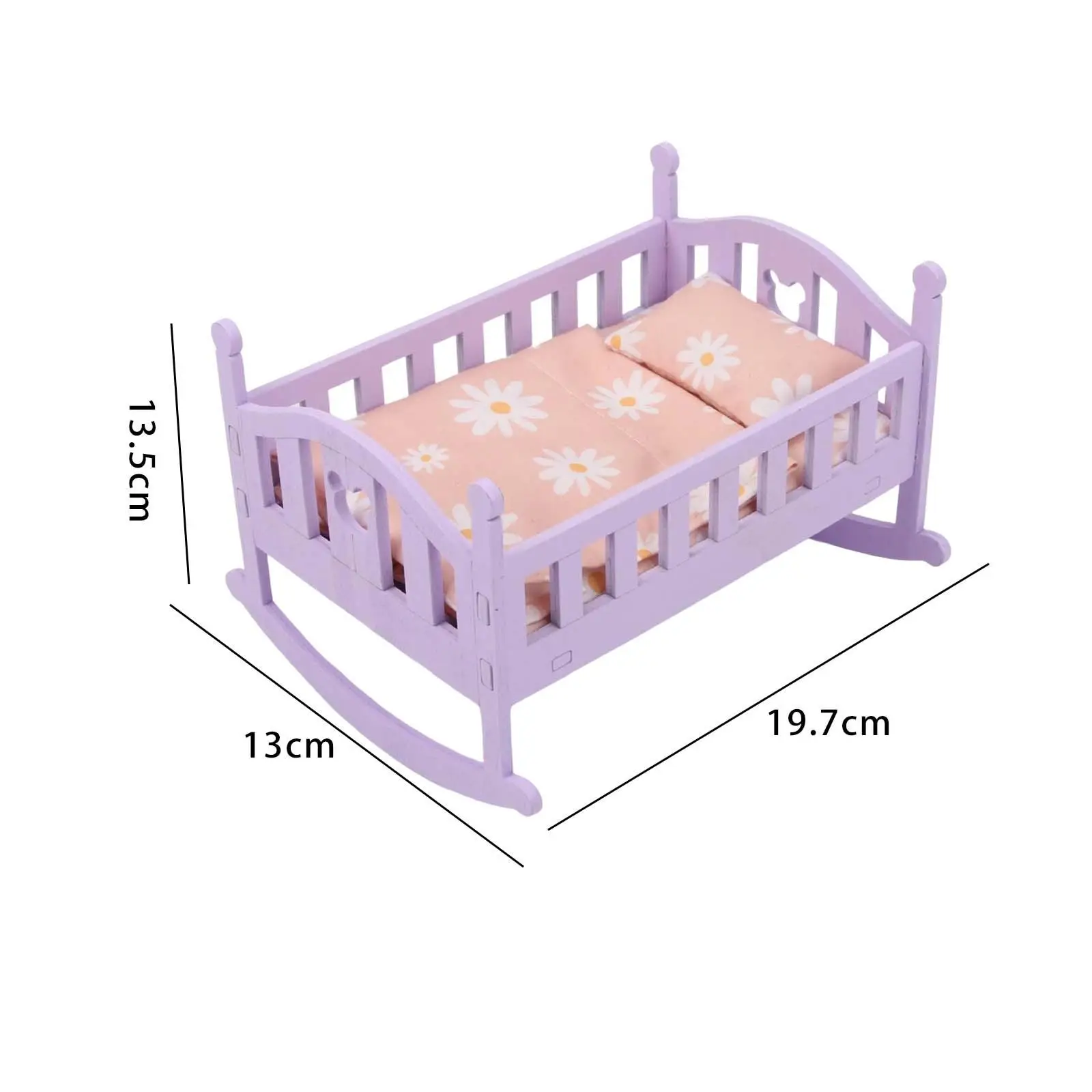 Baby Doll Bed Furniture Set with Bedding Set for 1/12 Doll Decoration Accessory