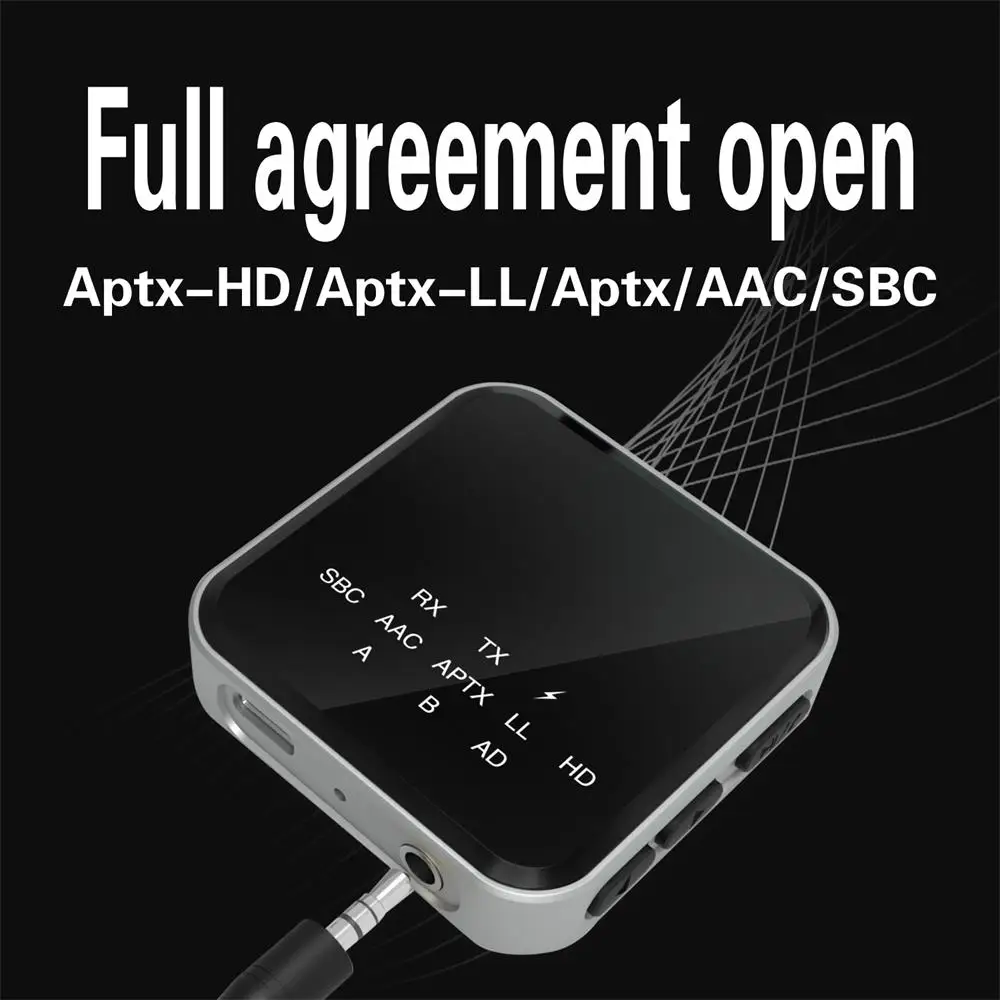 Bluetooth 5.2 Audio-Empfänger-Sender-Adapter, geringe Latenz, freihändiger, kabelloser Stereo-Musikadapter mit eingebautem Mikrofon_voghion.com