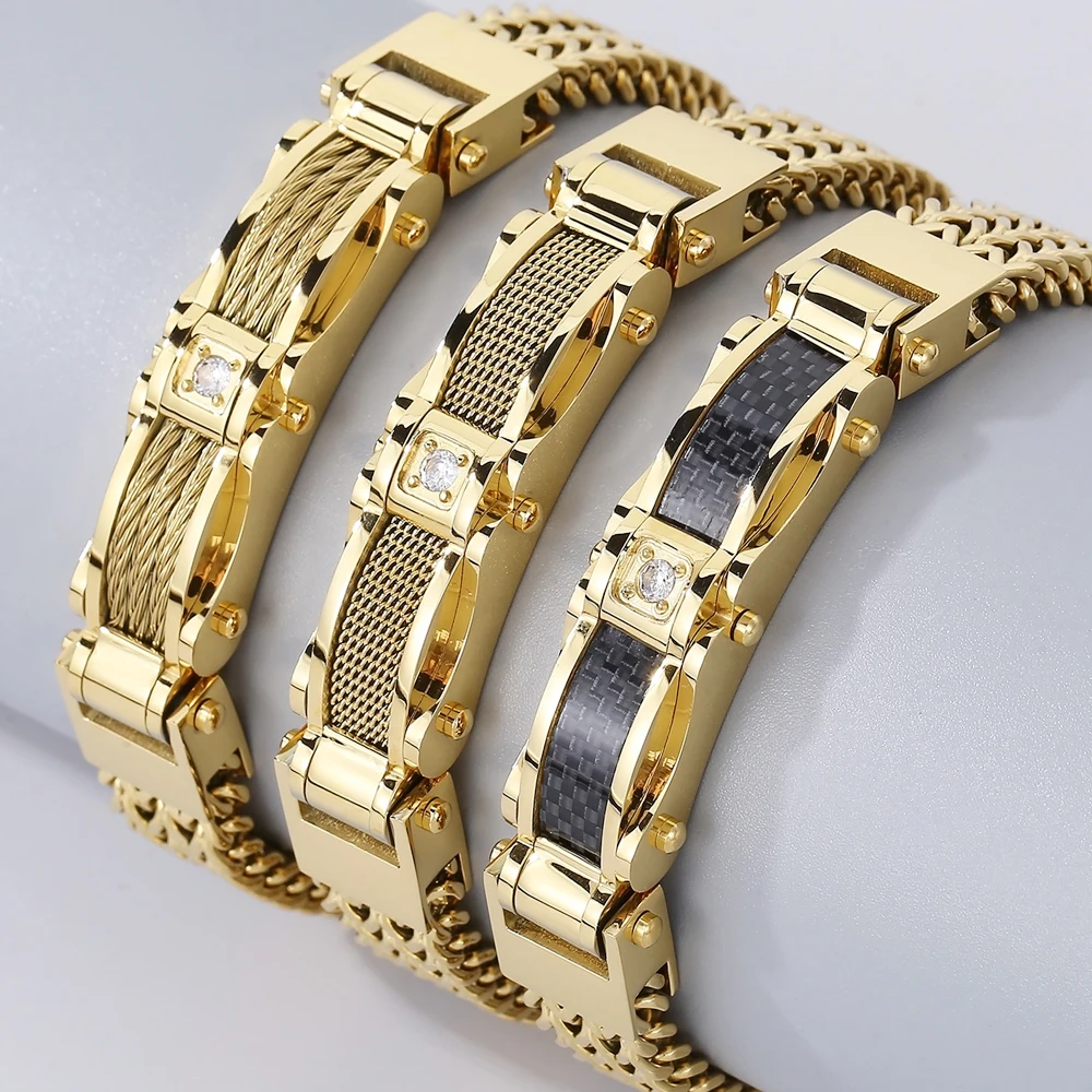 Men's Titanium Bracelet In 14k Gold With Black Diamonds – Simon G. Jewelry