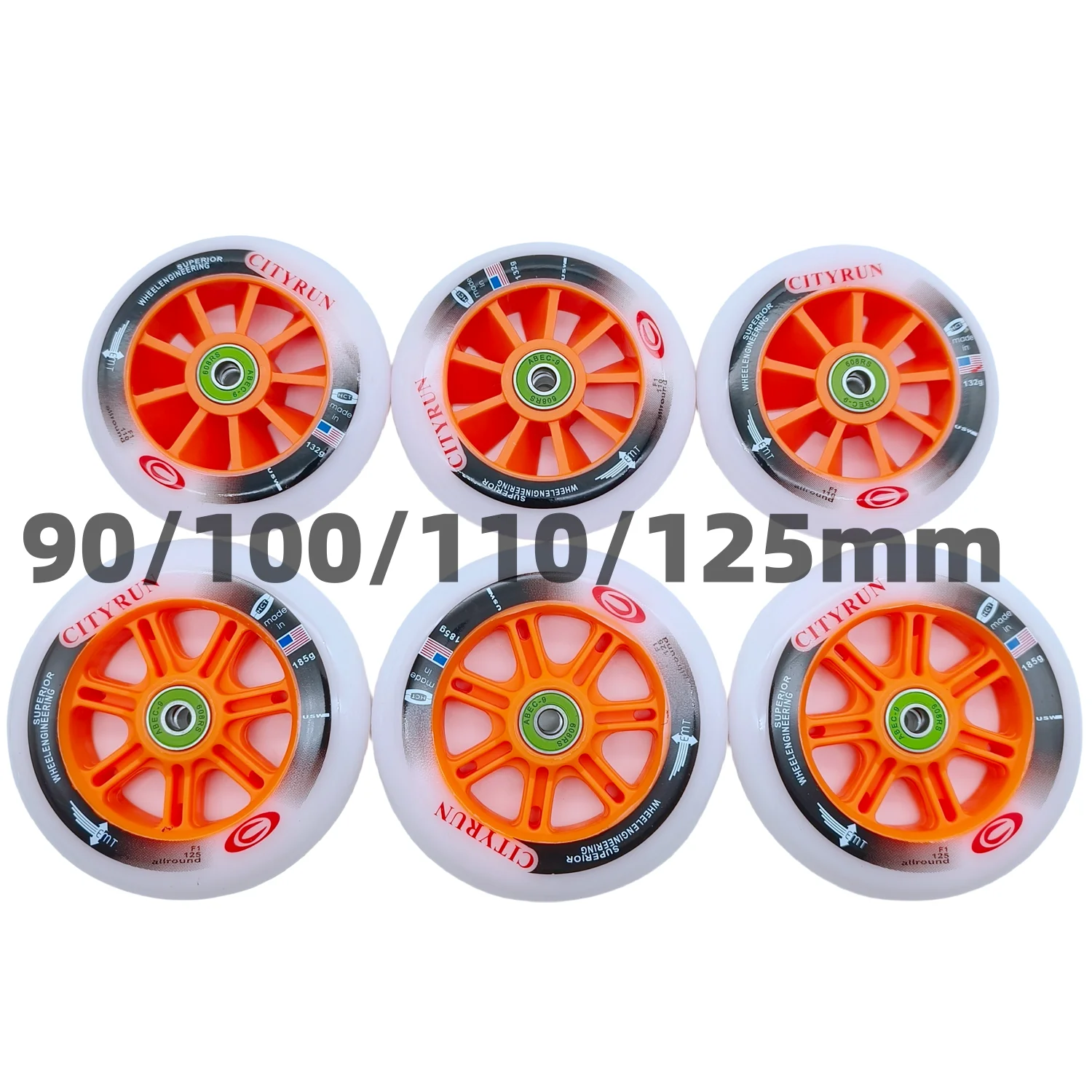 Scooter Wheel 125MM 125x24mm 85a pu material bearing abec-9 6wheels/lot