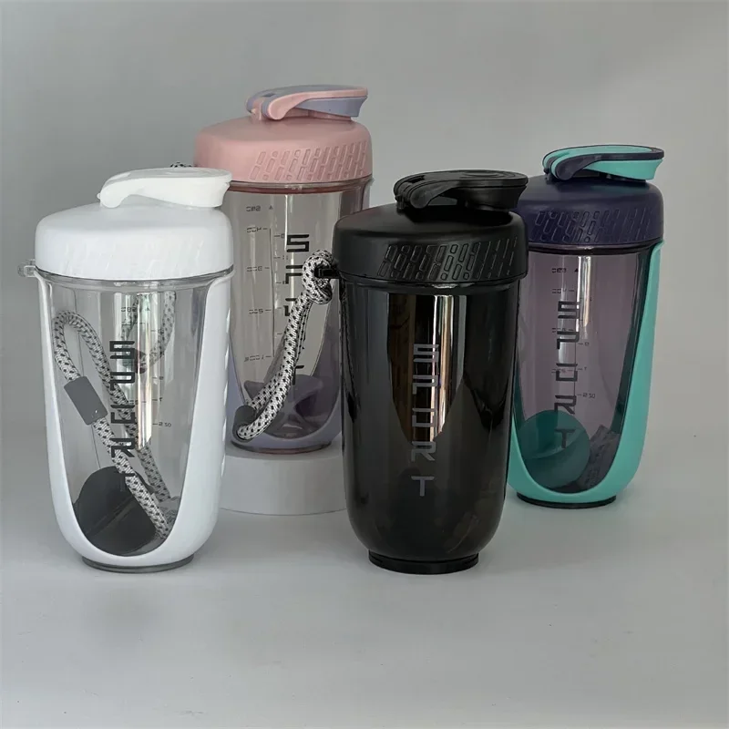 Protein Bottle Shaker Bottle Shaking Cup Protein Shaker Cup 600ML Blender Shaker Bottle with Plastic Whisk Ball BPA Free Plastic Protein Shakes Leakproof for Powder Workout Gym Sport