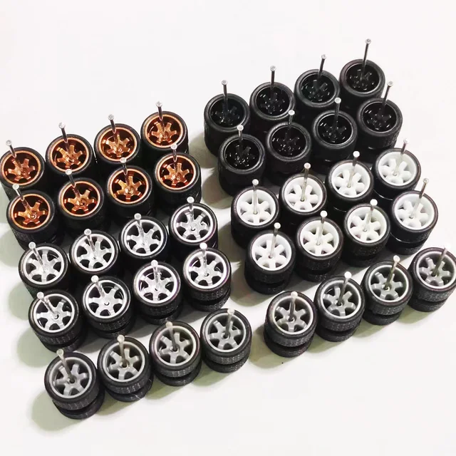 20Sets 2022 New 1/64 Alloy Car Model Wheels TE37 Black Mini Wheel with