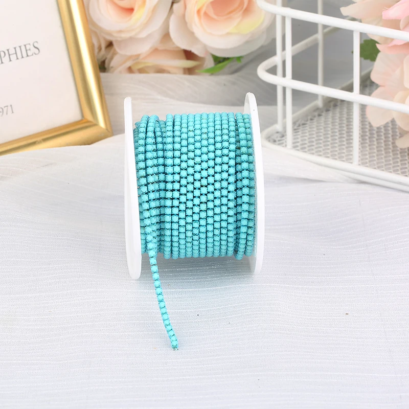 Description Picture 5 of itemPEESOM New! SS6 2mm Colorful Bottom Sewing Rhinestone Cup Chain DIY Sew On Cup Chain Glue On Acrylic Rhinestone Beaded Trim