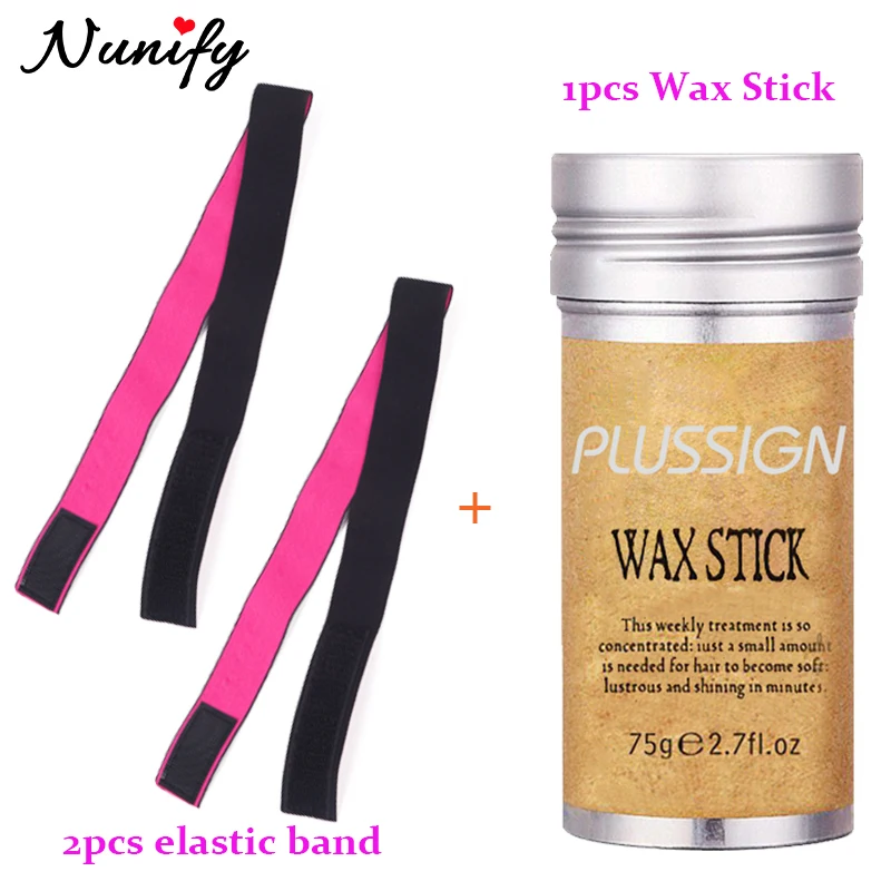 2Pcs Elastic Headband For Wigs & 1Pcs Wax Stick For Edge Control Professional Hair Styling Stick Women Edge Melt Wig Band