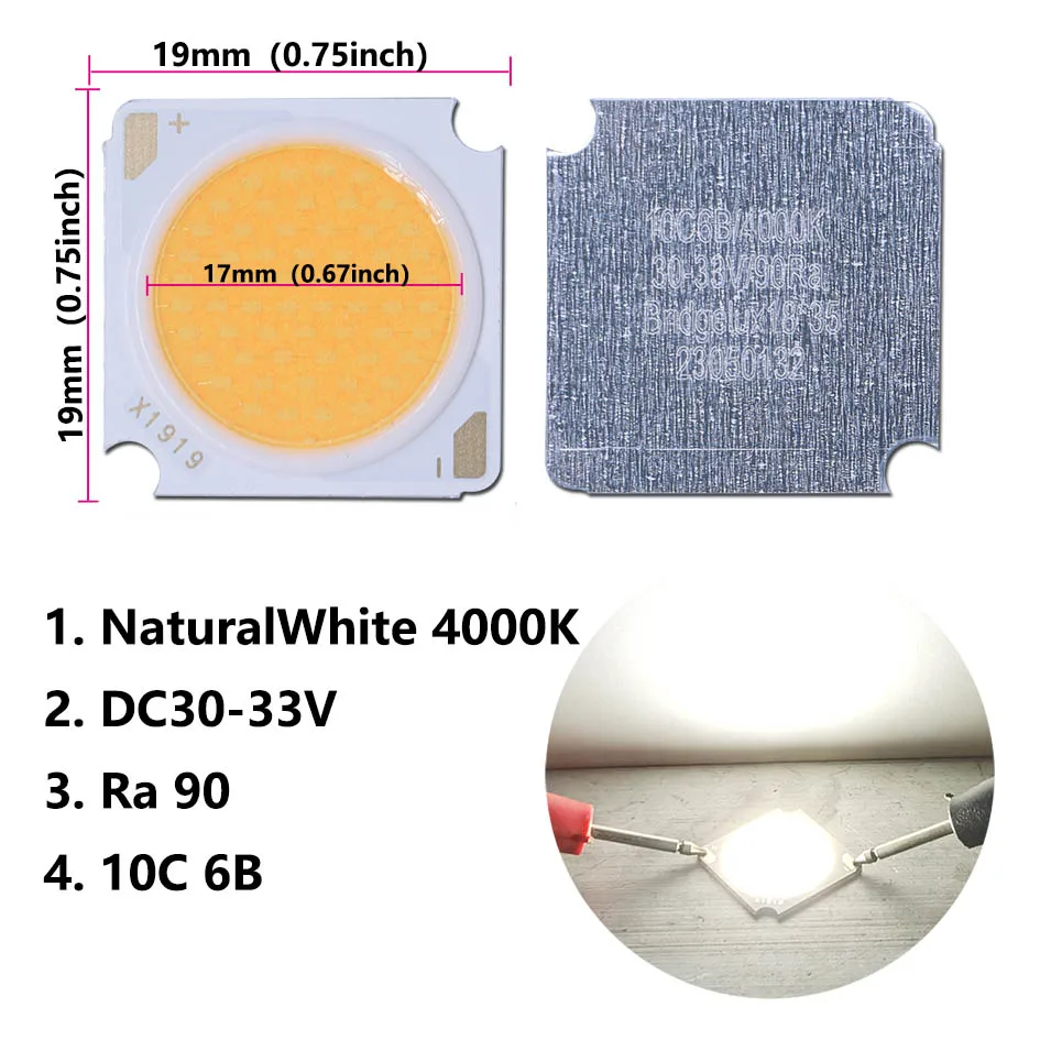Description Picture 4 of itemLed Cob chip beads led 30w 1917mm DC30-33V RA90 Prey Accessory diode high brightness for spotlighting panel lights cool white