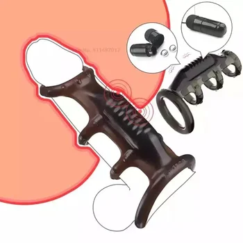 G Spot Stimulator Bullet Vibrator Cock Sleeve Penis Vibrating Ring Ejaculation Delay Strap on Dildo Enlargement Extender adult 2