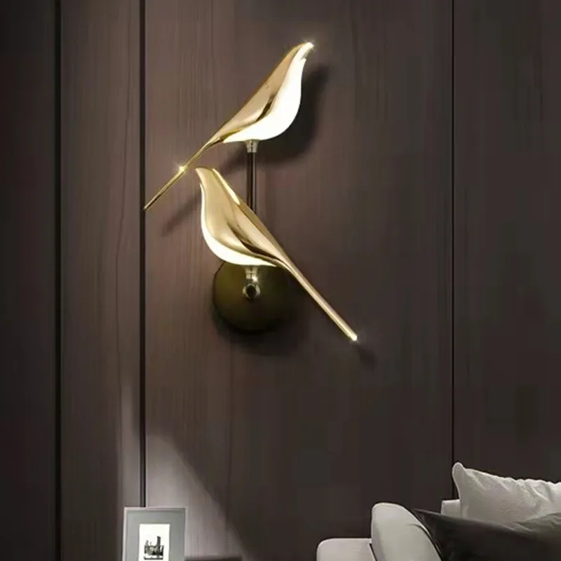 

Nordic Style Art Magpie Bird Lamp LED Wall Lamp Bedroom Bedside Parlor Background Wall Decoration Wall Sconce Indoor Lighting