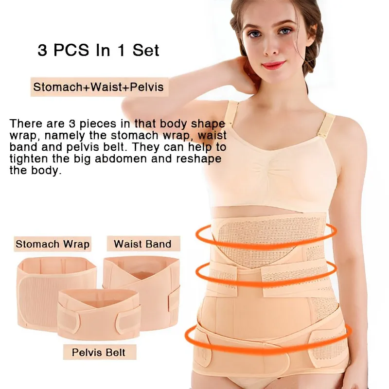 Corset 3in1 Postpartum Belly Band Pregnant Women Tummy Belly Pelvis Belt  Wrap Waist Trainer Recovery Bandage Strap Body Shaper