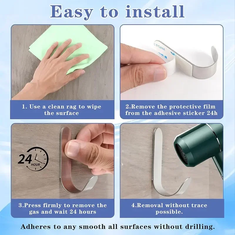 Stainless Steel Adhesive Wall Hooks 5