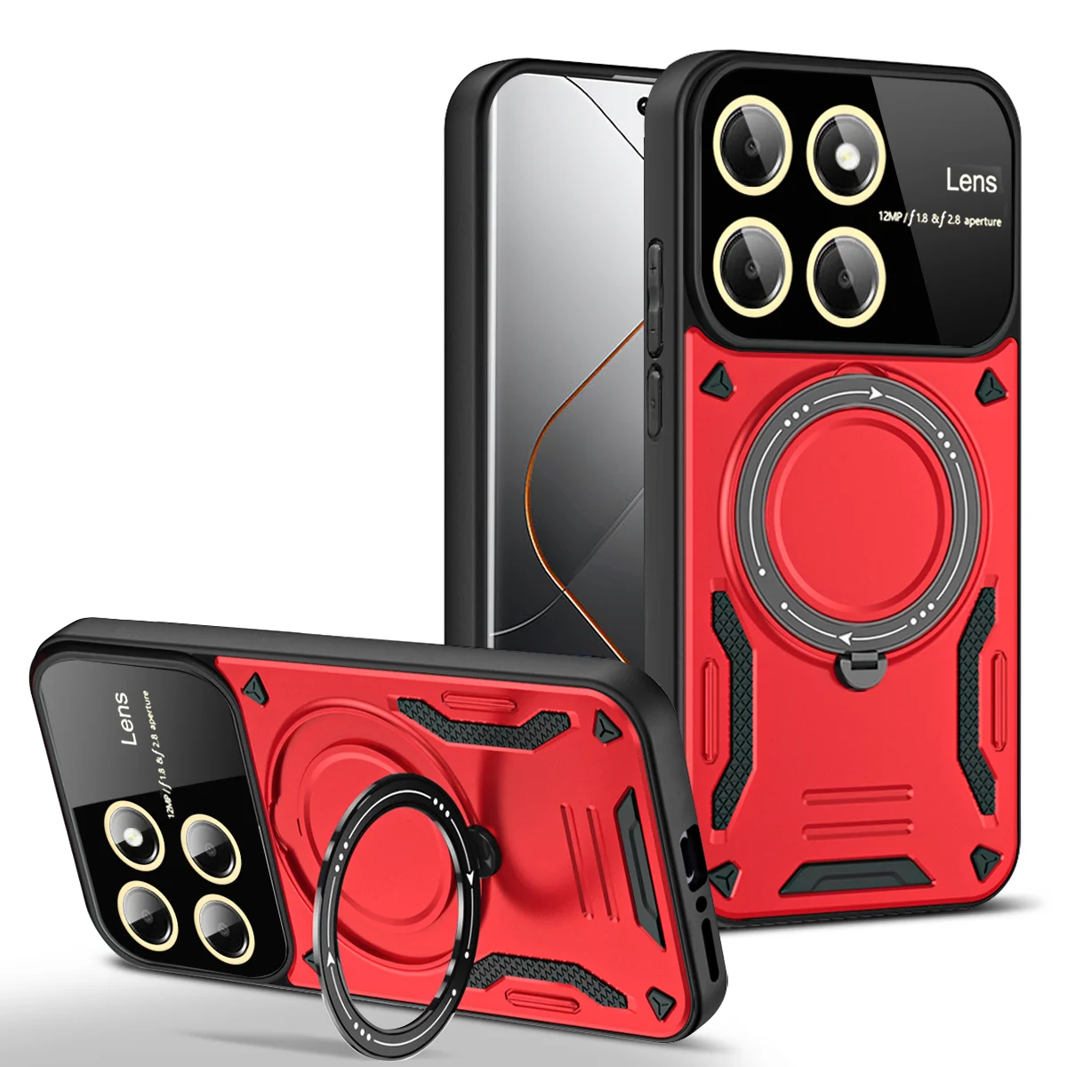 MagSafe Armor Wireless Charging Shockproof Case with Magnetic Ring Cover