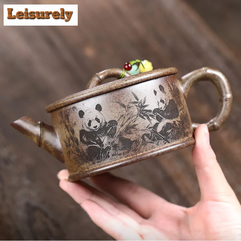 330ml Yixing Purple Clay Teapots Handmade Large Caliber Pot Raw Ore Wood-fired Porcelain Mud Kettle With Infuser Zisha Tea Set