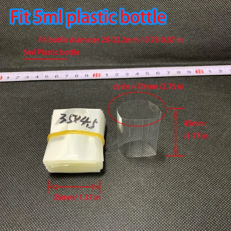 200 Teile/los Klar PVC Heißer Schrumpfen Wrap Rohr film für 5ml 10ml 15ml 20ml 30ml 50ml Kunststoff pipette flasche Transparent – Detail 28