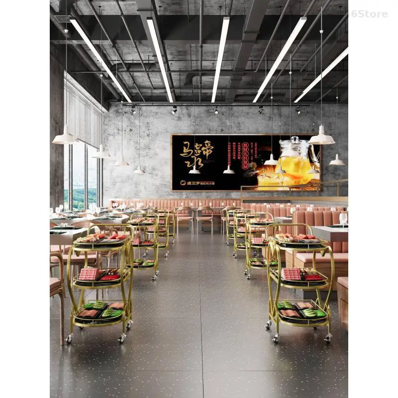 Nordic Mobile Trolley High-end Storage Car Hotel Wine Car Golden Multi-layer Iron Dining Restaurant Delivery