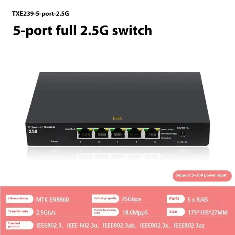 알루미늄 관리되지 않는 RJ45 스위처 5/8 기가비트 2x10G 포트 에너지 효율적인 디자인 내구성
