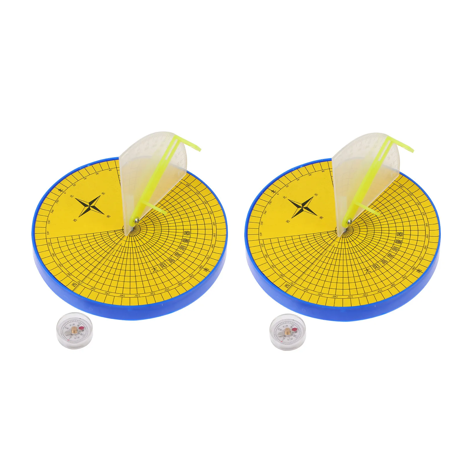 2Pcs 태양 높이 측정기 지리 교육을위한 플라스틱 금속 구조물 태양 각도 측정 도구 학교 교육 보조 장치