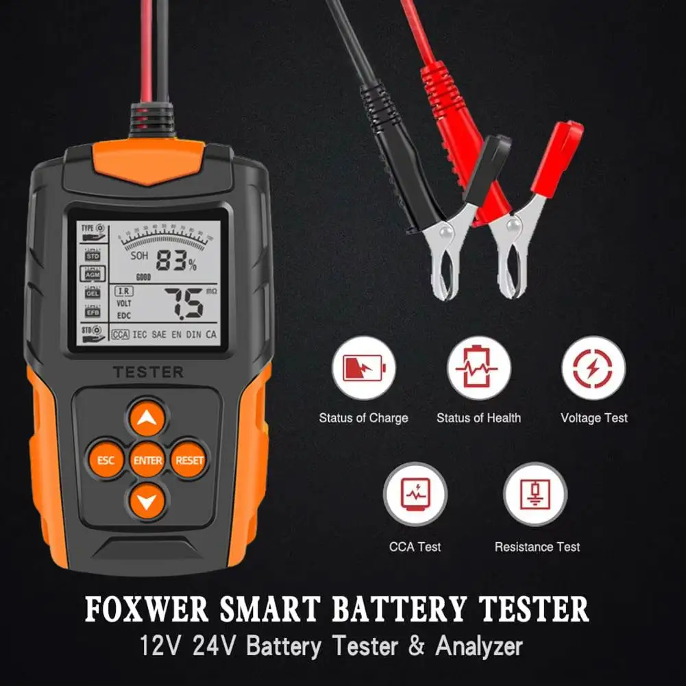 12V 24V 자동차 배터리 테스터 LCD 디지털 차량 크랭킹 충전 스캐너 진단 배터리 측정 분석기