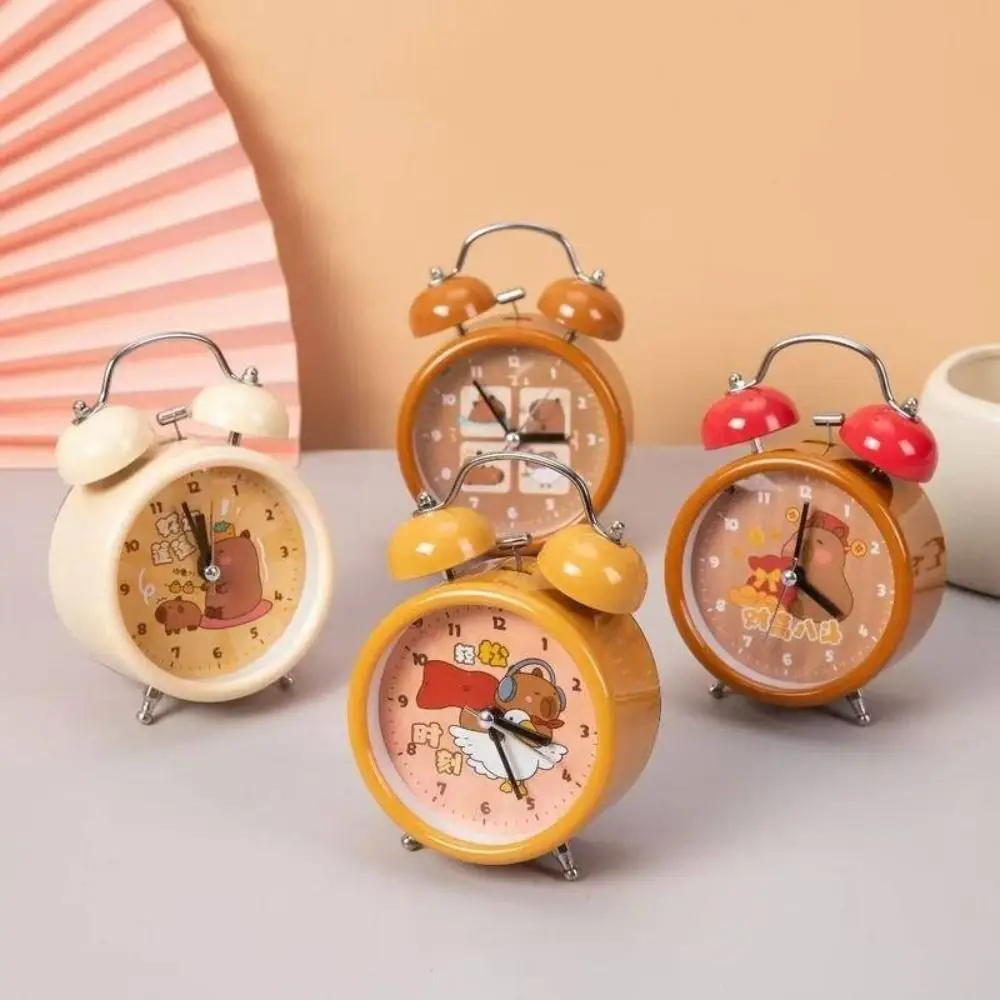 Cute Capybara Children Alarm Clock Double Bell Home Decoration Clock Mechanical Alarm Desk Digital Clock Table Clock