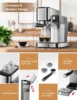 6-in-1 Espresso Coffee Machine Built-In Automatic Milk Frother,  Espresso & Cappuccino & Latte Maker with  Removable water tank 6