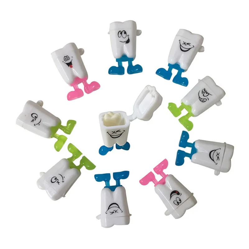 Tooth Box 10PCS Baby Cartoon Kids Teeth Organizer Plastic Milk Teeth Storage