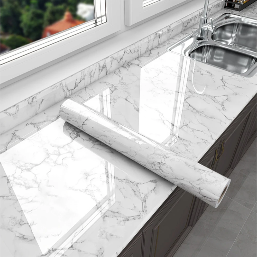 

Marble Vinyl Self Adhesive Wallpaper for Bathroom Kitchen Cupboard Table Wall Contact Paper PVC Waterproof Wall Stickers