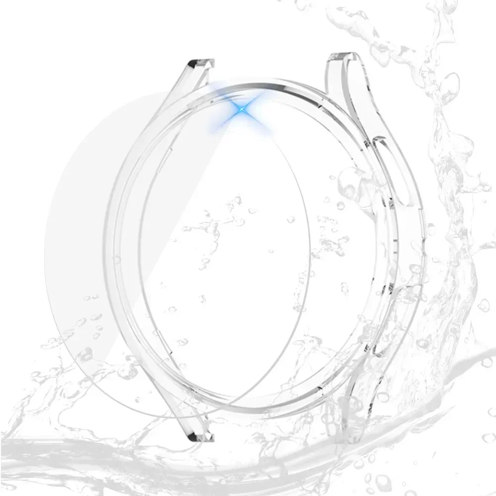 Premium Waterproof Hard PC Case with Screen Protector for Samsung Galaxy Watch - Glass Bumper Cover, 40mm to 45mm