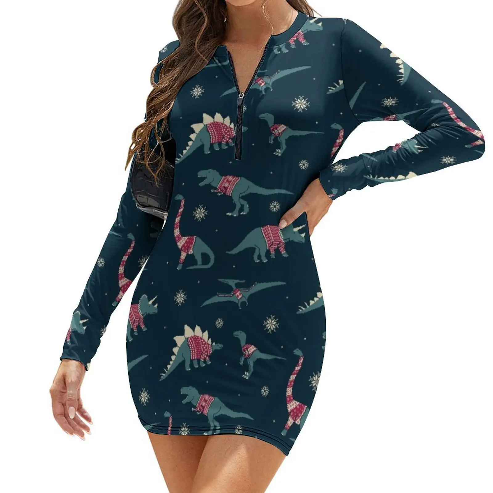 

Dinos In Sweaters Long-Sleeve Bodycon Dress dresses ladies 2024 summer evening dress