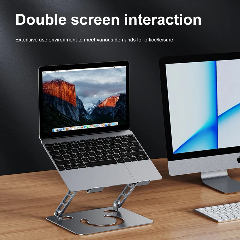 노트북 스탠드 회전식 노트북 브래킷 휴대용 컴퓨터 스탠드 조절 가능한 열 방출 접이식 알루미늄 홀더