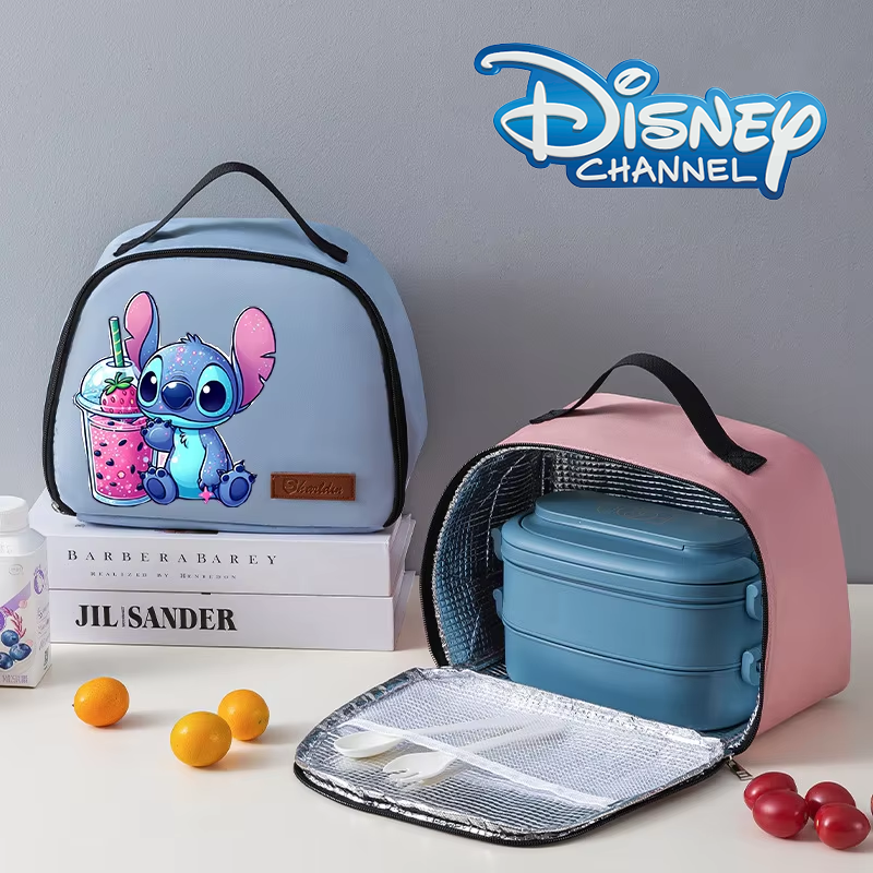 Stitch Disney Lunch Bag Kids Fresh-keeping Tote Handbag Boys Girls Insulated Thick Tin Foil Food Box Women Portable Picnic Pouch
